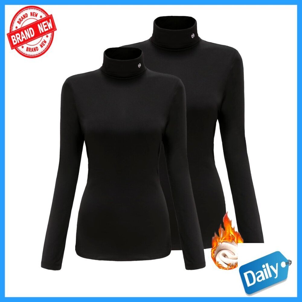 Fleece Lined Thermal Turtleneck Long Sleeve Top Slim Fitted Base Layer